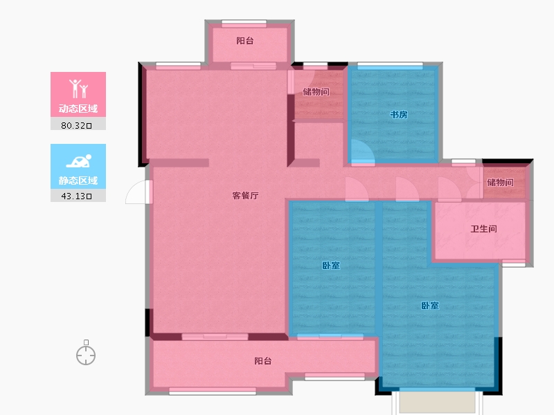 四川省-成都市-城投伊顿小镇二期望江阁-110.00-户型库-动静分区