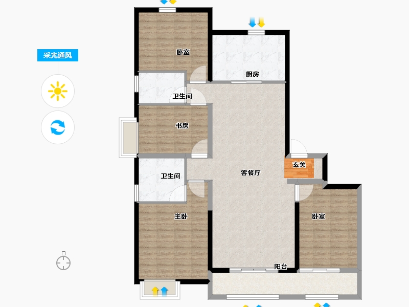 山西省-太原市-保利心语-135.00-户型库-采光通风