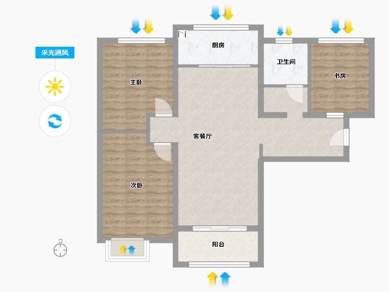 山西省-太原市-大同富力城-88.37-户型库-采光通风