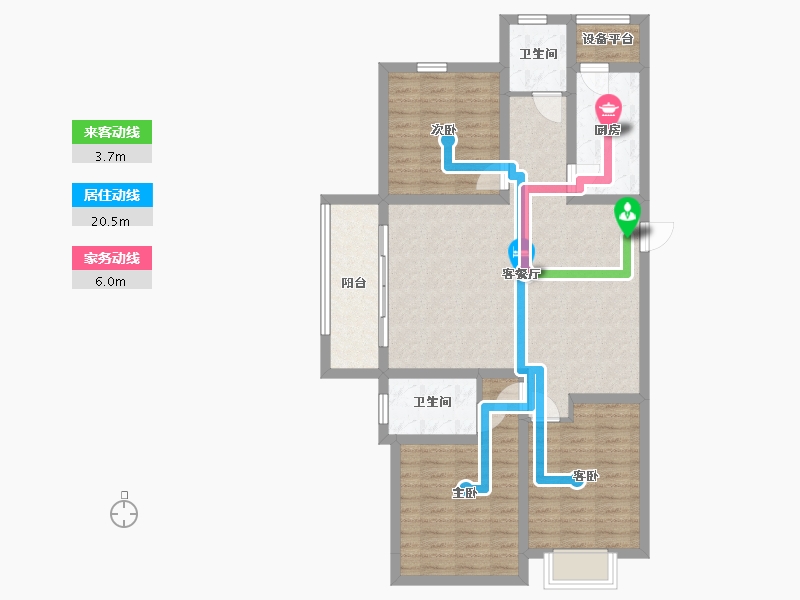 河北省-沧州市-嘉禾一方-95.66-户型库-动静线