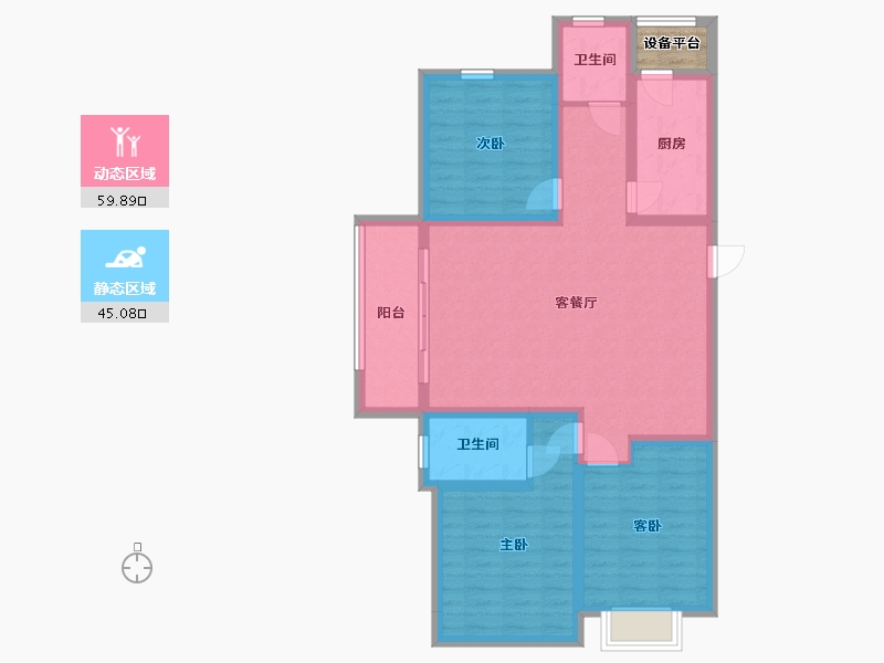 河北省-沧州市-嘉禾一方-95.66-户型库-动静分区