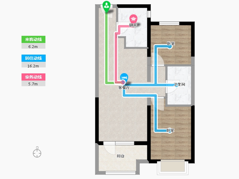 河北省-廊坊市-大运河孔雀城时代锦悦-66.00-户型库-动静线