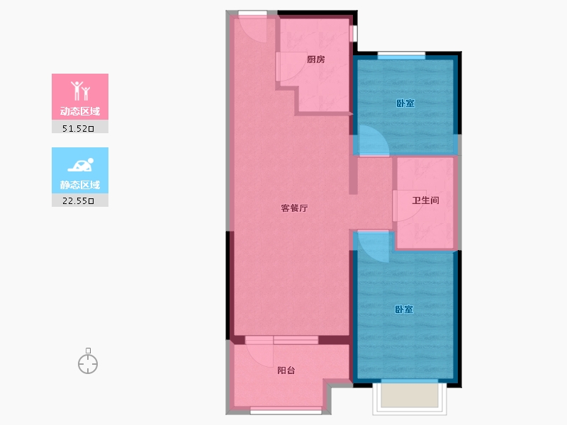 河北省-廊坊市-大运河孔雀城时代锦悦-66.00-户型库-动静分区