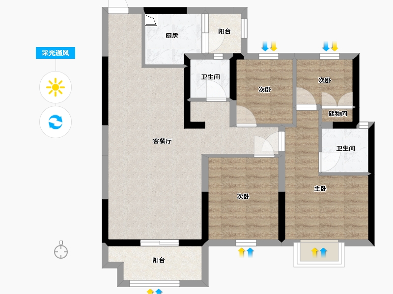 广东省-深圳市-大族云峰二期-78.51-户型库-采光通风