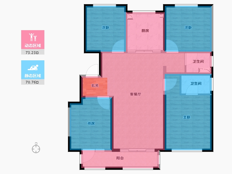 河北省-唐山市-万科南湖春晓-129.66-户型库-动静分区