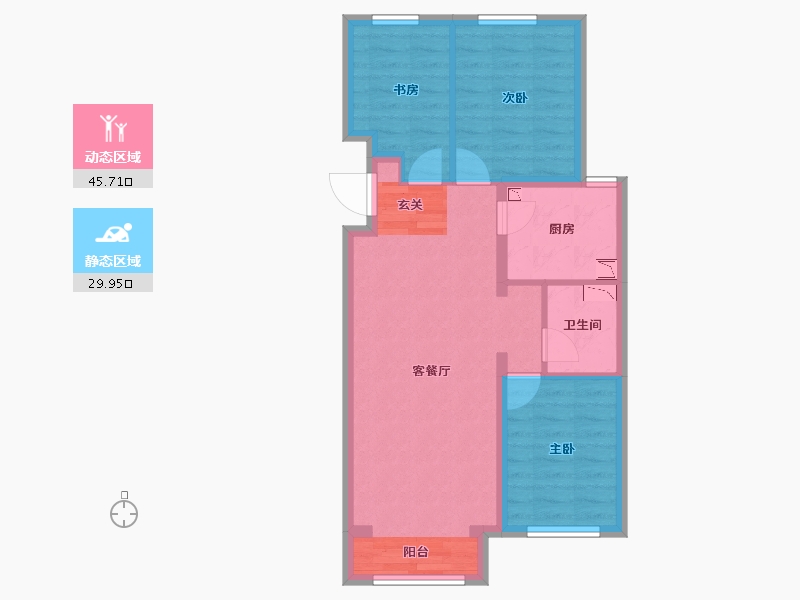 河北省-唐山市-融创唐庭壹号-67.16-户型库-动静分区