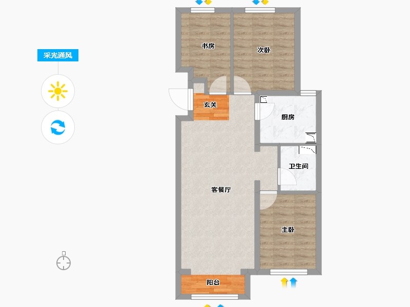 河北省-唐山市-融创唐庭壹号-67.16-户型库-采光通风