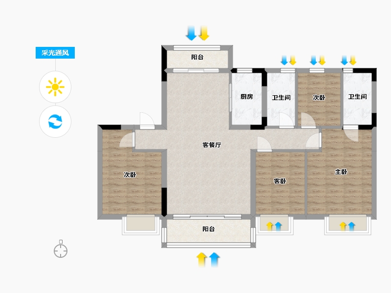 河北省-沧州市-沧州碧桂园锦熙府-102.23-户型库-采光通风