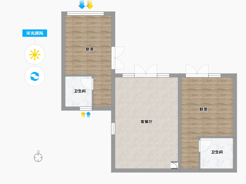 云南省-昆明市-滇池南湾未来城-64.45-户型库-采光通风