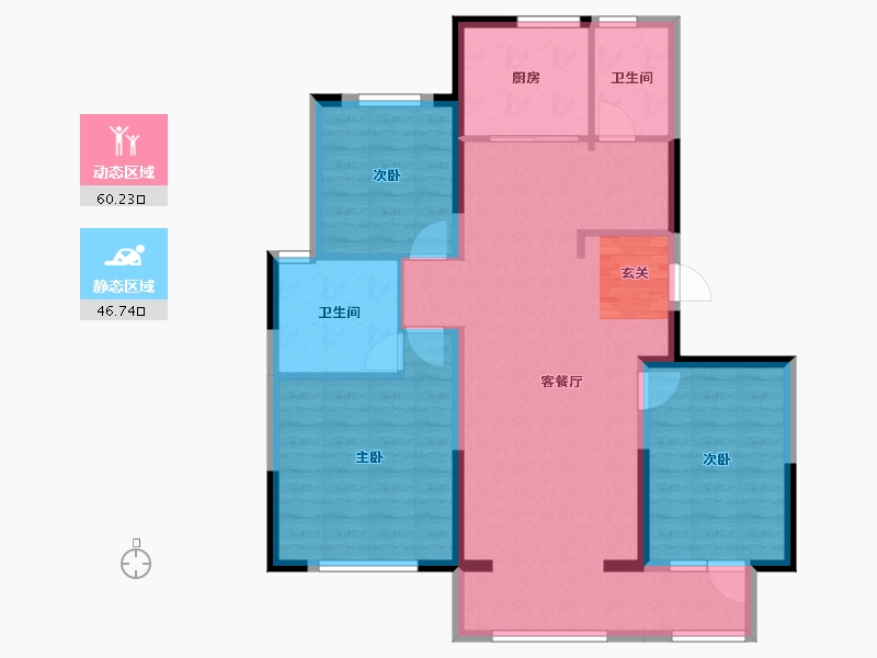 河北省-唐山市-万科南湖春晓-96.42-户型库-动静分区