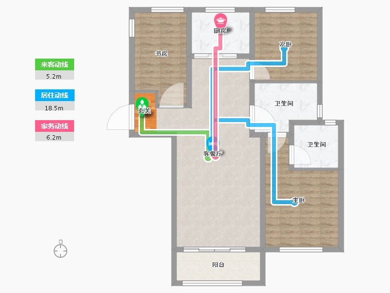 河北省-唐山市-万科南湖春晓-98.40-户型库-动静线