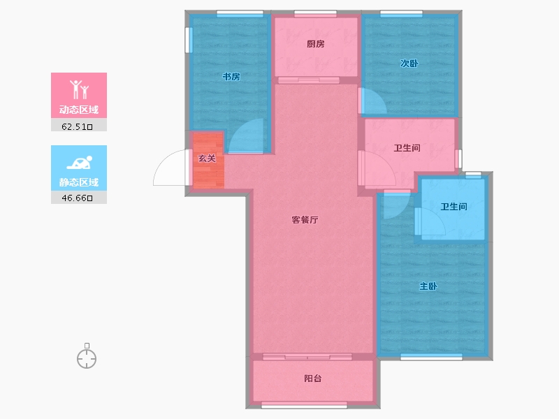 河北省-唐山市-万科南湖春晓-98.40-户型库-动静分区