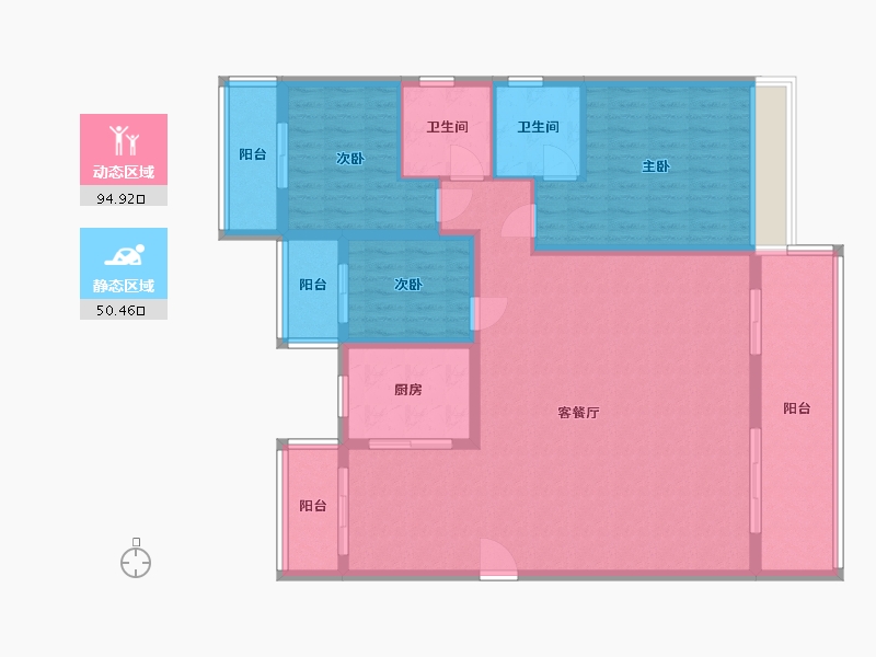 安徽省-合肥市-城建琥珀东华府-132.00-户型库-动静分区