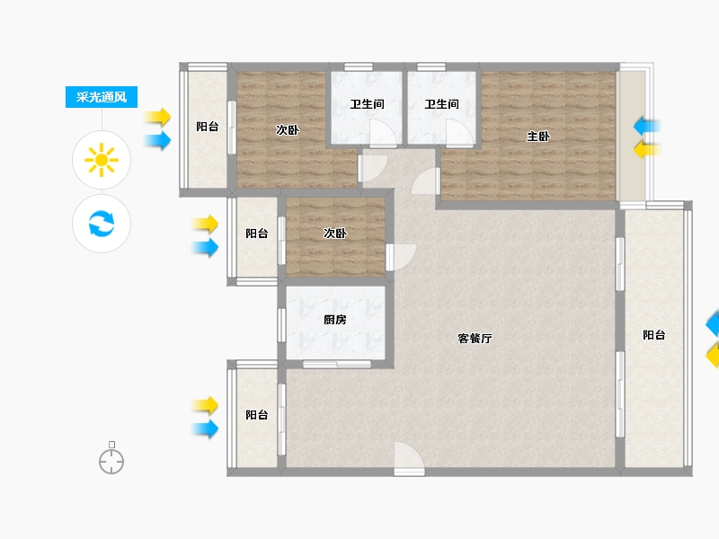 安徽省-合肥市-城建琥珀东华府-132.00-户型库-采光通风