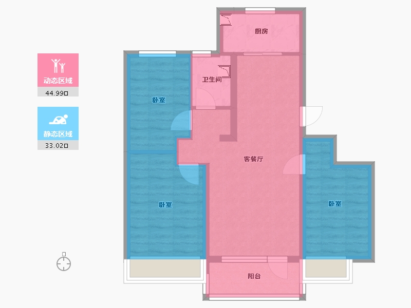 河北省-沧州市-碧桂园樾澜庭-68.55-户型库-动静分区