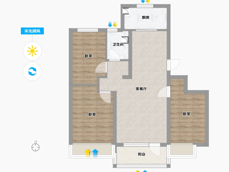 河北省-沧州市-碧桂园樾澜庭-68.55-户型库-采光通风