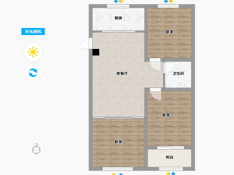 河北省-沧州市-泰大国际-74.45-户型库-采光通风