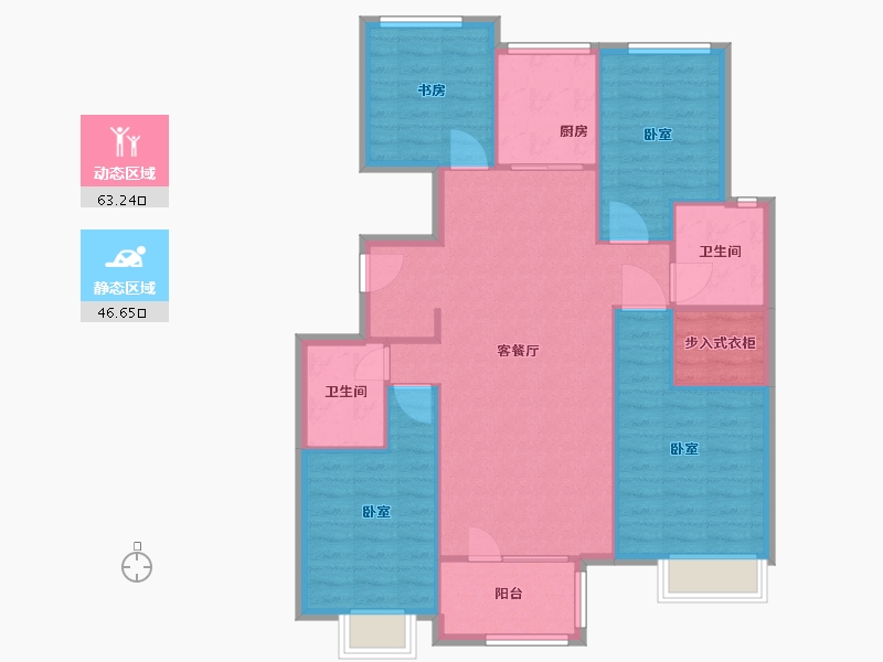 河北省-廊坊市-大运河孔雀城时代锦悦-100.00-户型库-动静分区