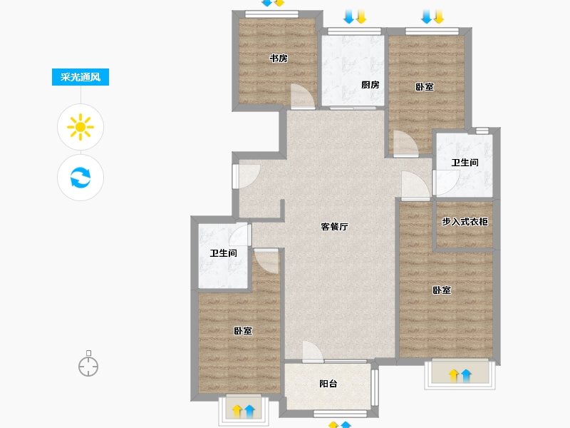 河北省-廊坊市-大运河孔雀城时代锦悦-100.00-户型库-采光通风