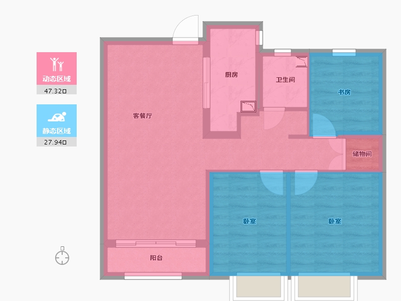 山西省-太原市-保利壹号公馆四期-66.94-户型库-动静分区