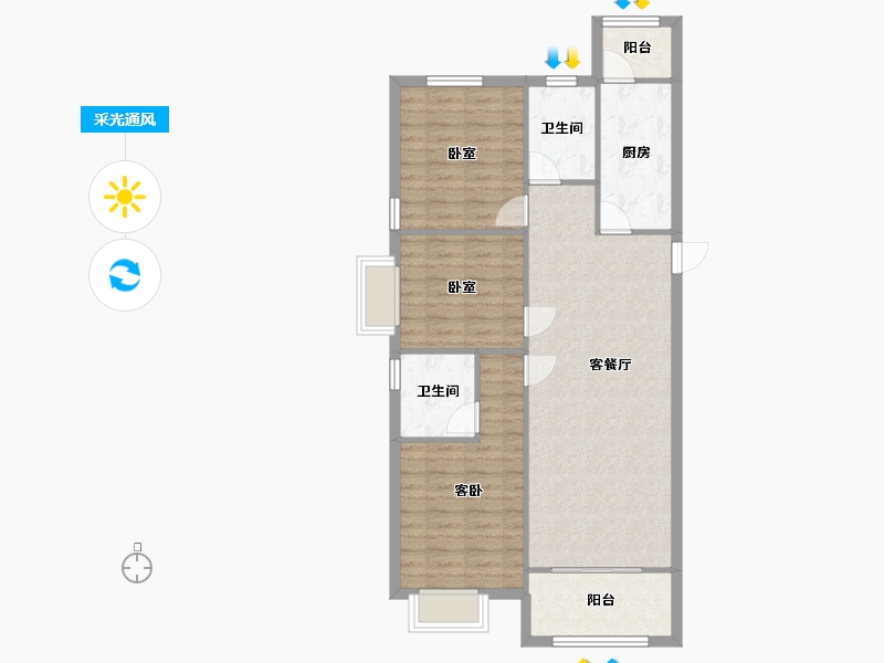 山西省-太原市-山投·青运城-90.63-户型库-采光通风