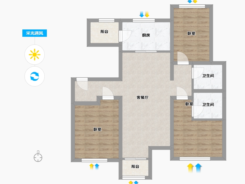 河北省-沧州市-润森紫御府-80.55-户型库-采光通风