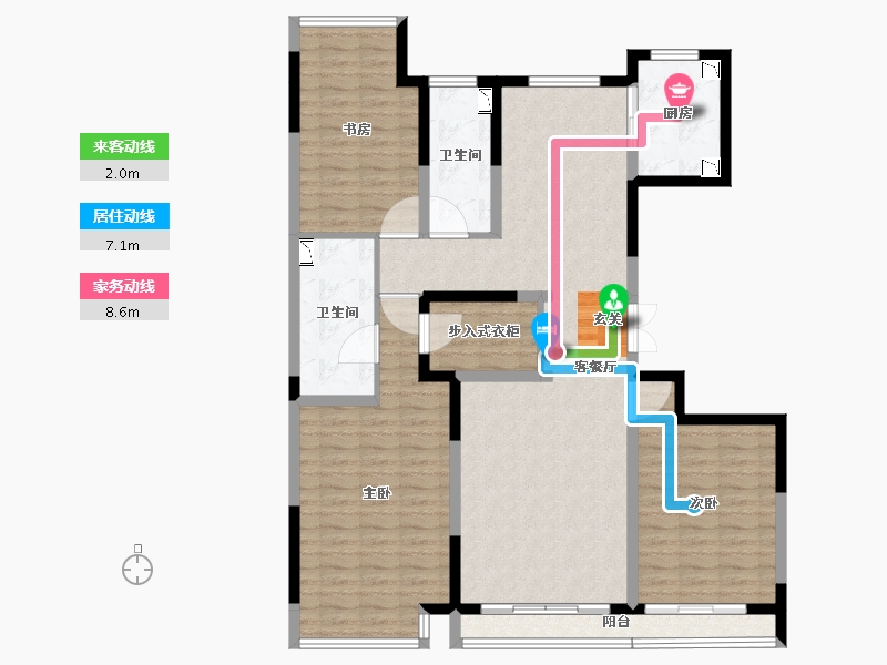 河北省-唐山市-万科南湖春晓-126.79-户型库-动静线