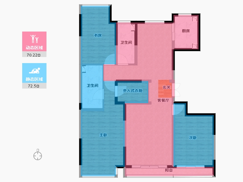 河北省-唐山市-万科南湖春晓-126.79-户型库-动静分区