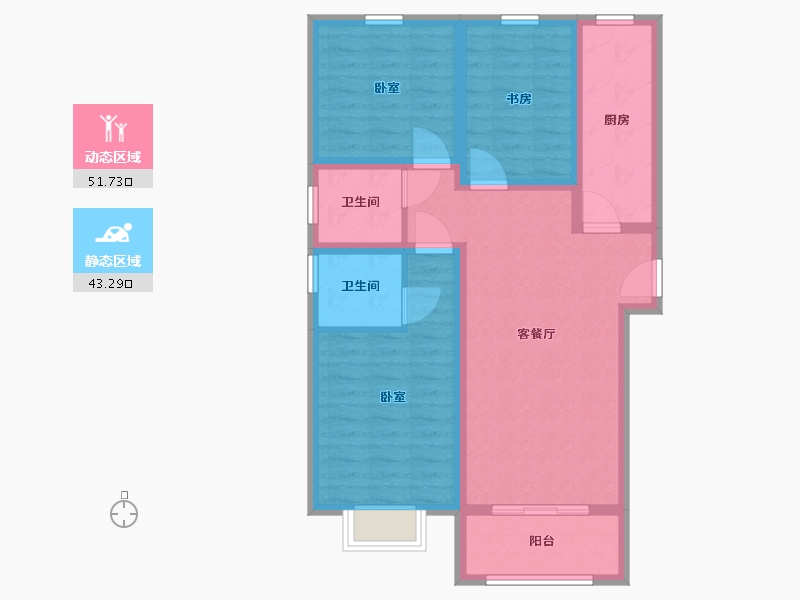 河北省-廊坊市-合生长安帝景-84.20-户型库-动静分区