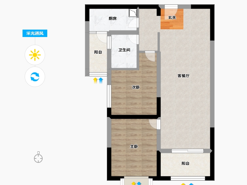 云南省-昆明市-世豪香颂时光-64.05-户型库-采光通风