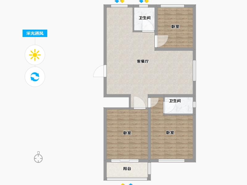 河北省-沧州市-长芦嘉苑-89.01-户型库-采光通风