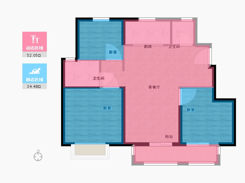 河北省-廊坊市-华润凯旋门-78.00-户型库-动静分区