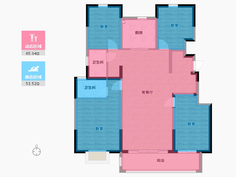 河北省-廊坊市-佳兆业·悦峰·群贤苑-106.00-户型库-动静分区