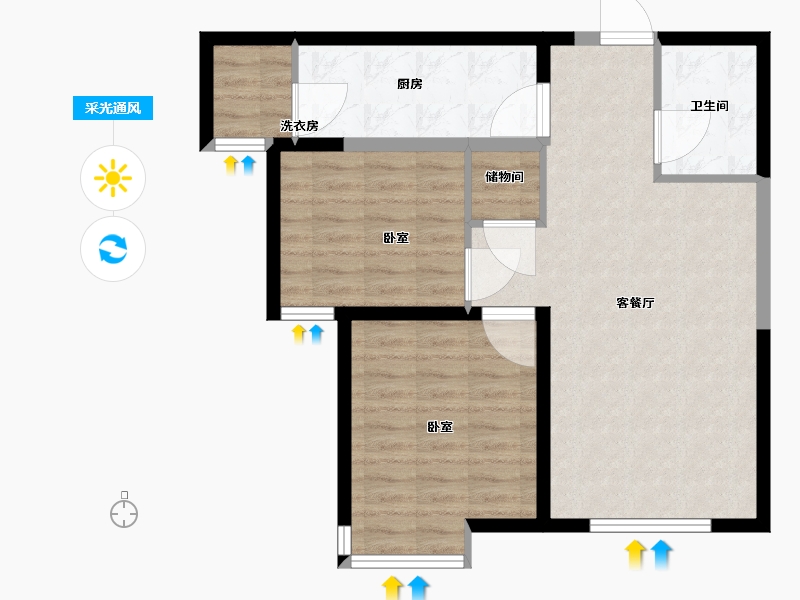 山西省-太原市-保利梧桐语-72.01-户型库-采光通风