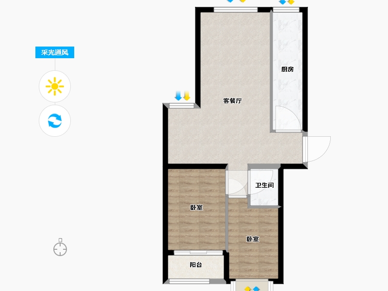 河北省-保定市-太阳城-69.08-户型库-采光通风