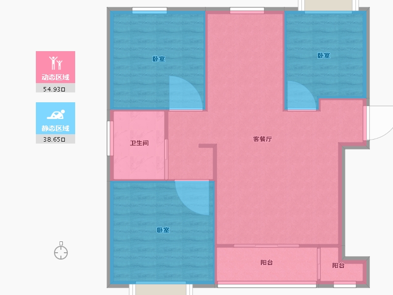 河北省-沧州市-百合·颐景园-86.24-户型库-动静分区