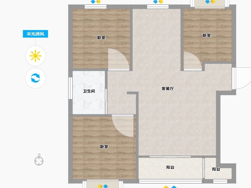 河北省-沧州市-百合·颐景园-86.24-户型库-采光通风