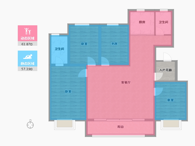 河北省-沧州市-百丰瑞府-112.57-户型库-动静分区