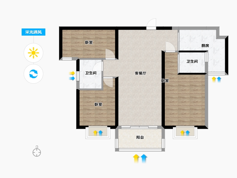 山西省-太原市-晋中碧桂园-89.99-户型库-采光通风