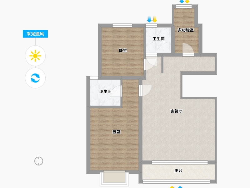 河北省-沧州市-建新梧桐墅-76.44-户型库-采光通风