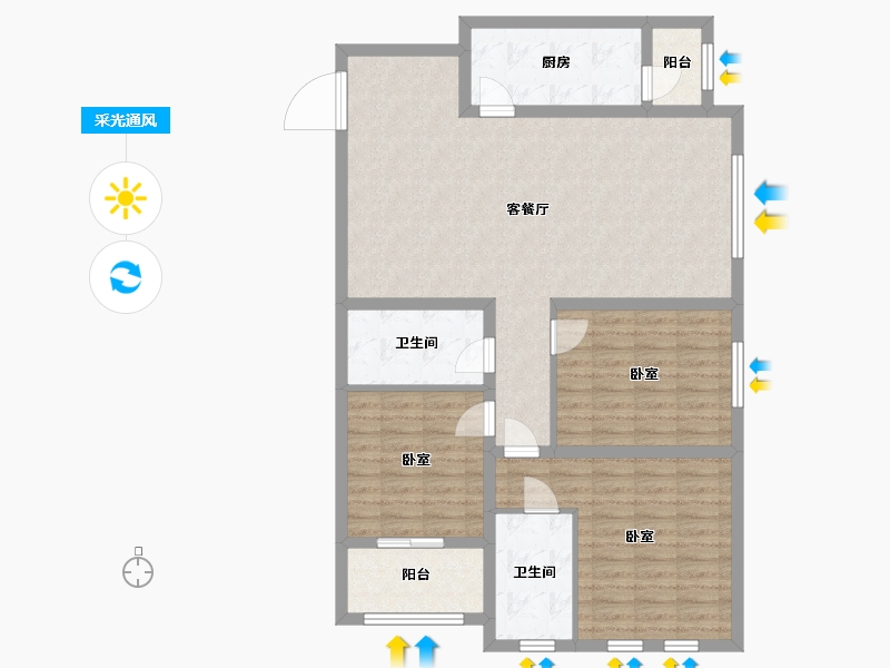 山西省-太原市-鸿赫·时代天际-109.37-户型库-采光通风