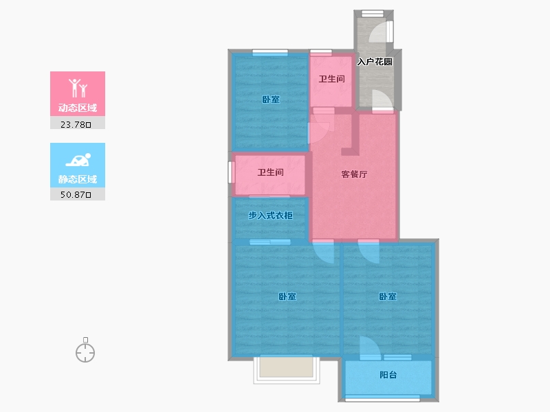 河北省-沧州市-建新梧桐墅-70.40-户型库-动静分区