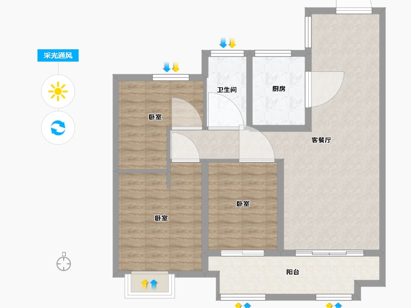 河北省-沧州市-新城悦隽时代-90.00-户型库-采光通风