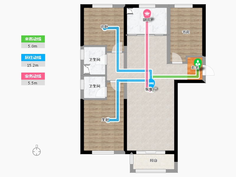 河北省-唐山市-万科南湖春晓-86.35-户型库-动静线