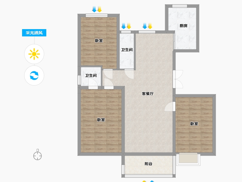 河北省-沧州市-荣盛锦绣学府-102.68-户型库-采光通风