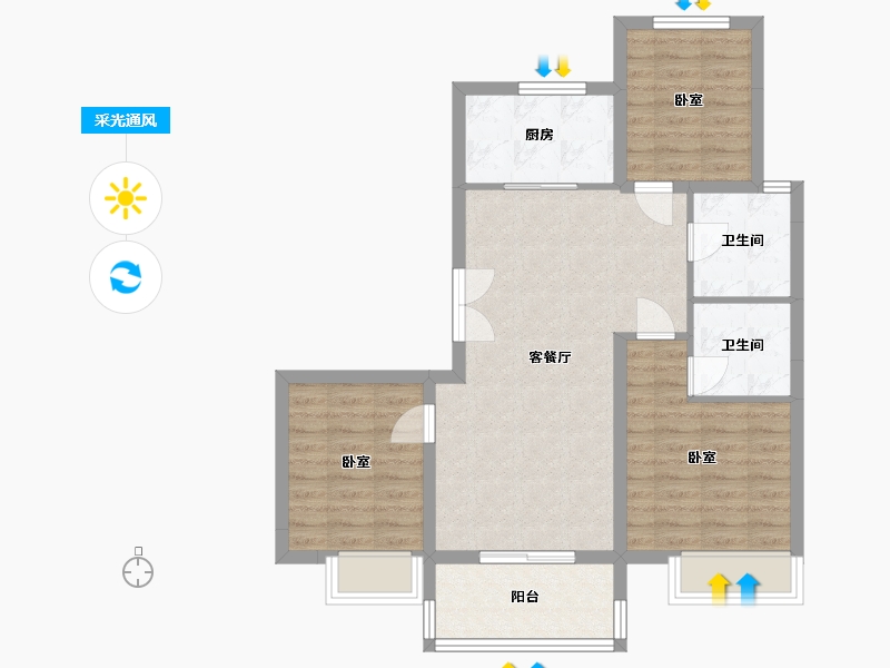 河北省-沧州市-荣盛锦绣学府-79.14-户型库-采光通风