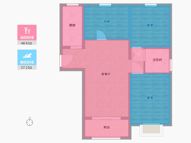 河北省-廊坊市-合生长安帝景-76.71-户型库-动静分区