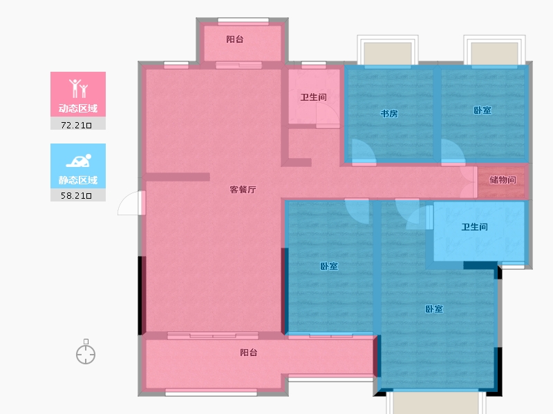 四川省-成都市-城投伊顿小镇二期望江阁-116.18-户型库-动静分区