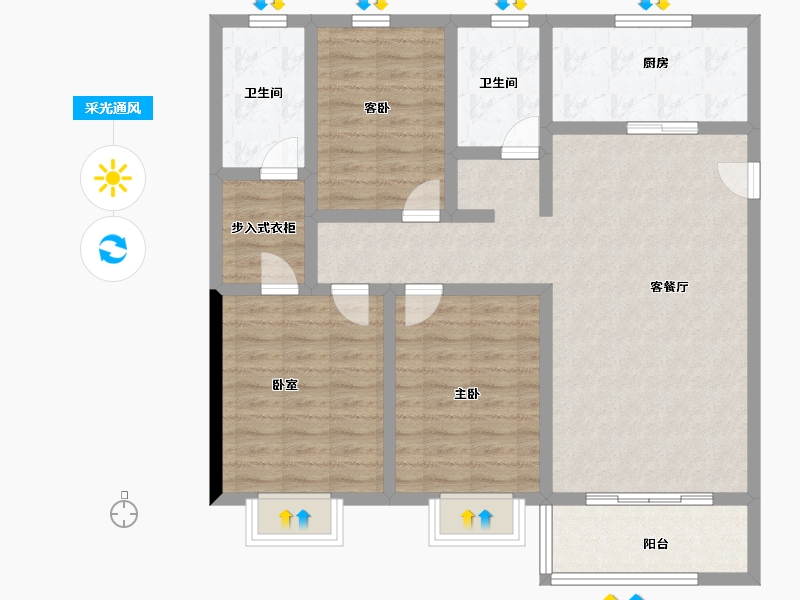 山西省-太原市-红星·紫御半山-102.28-户型库-采光通风