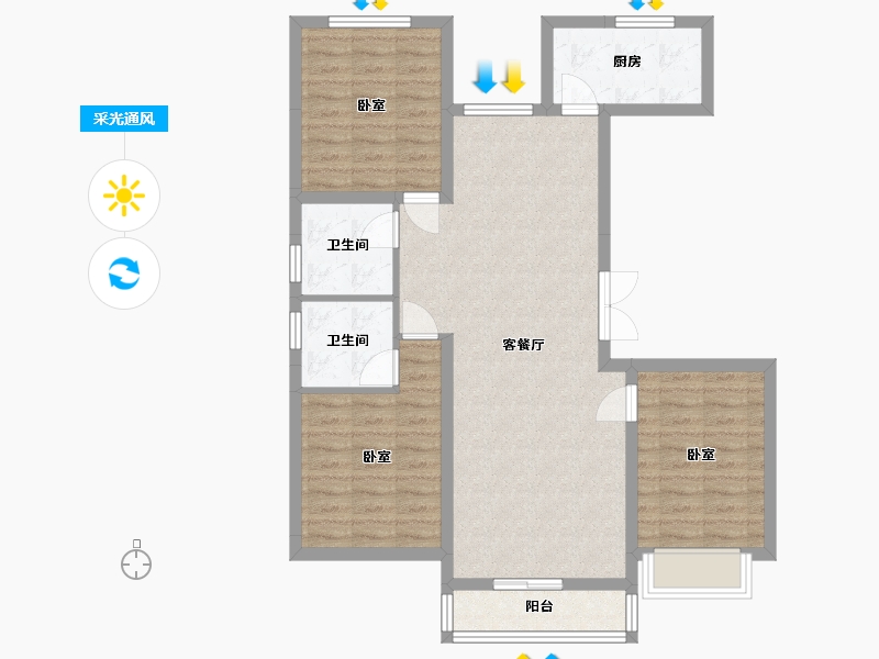 河北省-沧州市-荣盛锦绣学府-89.04-户型库-采光通风